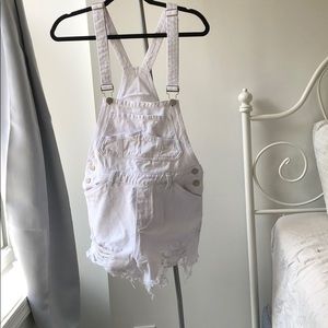 White cutoff overalls